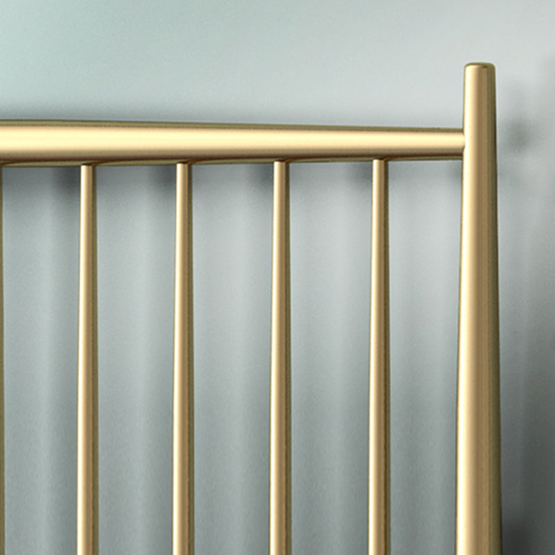 Metal and Wood Standard Bed Rectangular Slat Bed with Headboard