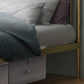 Metal and Wood Standard Bed Rectangular Slat Bed with Headboard