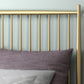 Metal and Wood Standard Bed Rectangular Slat Bed with Headboard