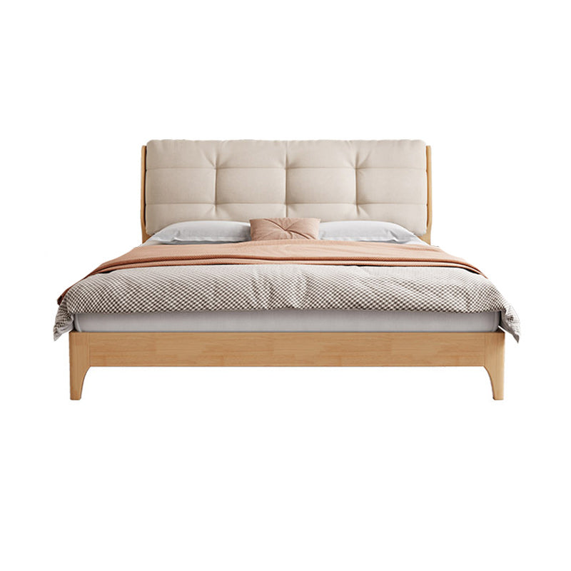 Solid Color Panel Bed Upholstered Headboard Scandinavian Standard Bed