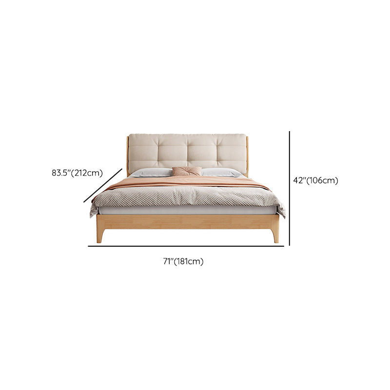 Solid Color Panel Bed Upholstered Headboard Scandinavian Standard Bed