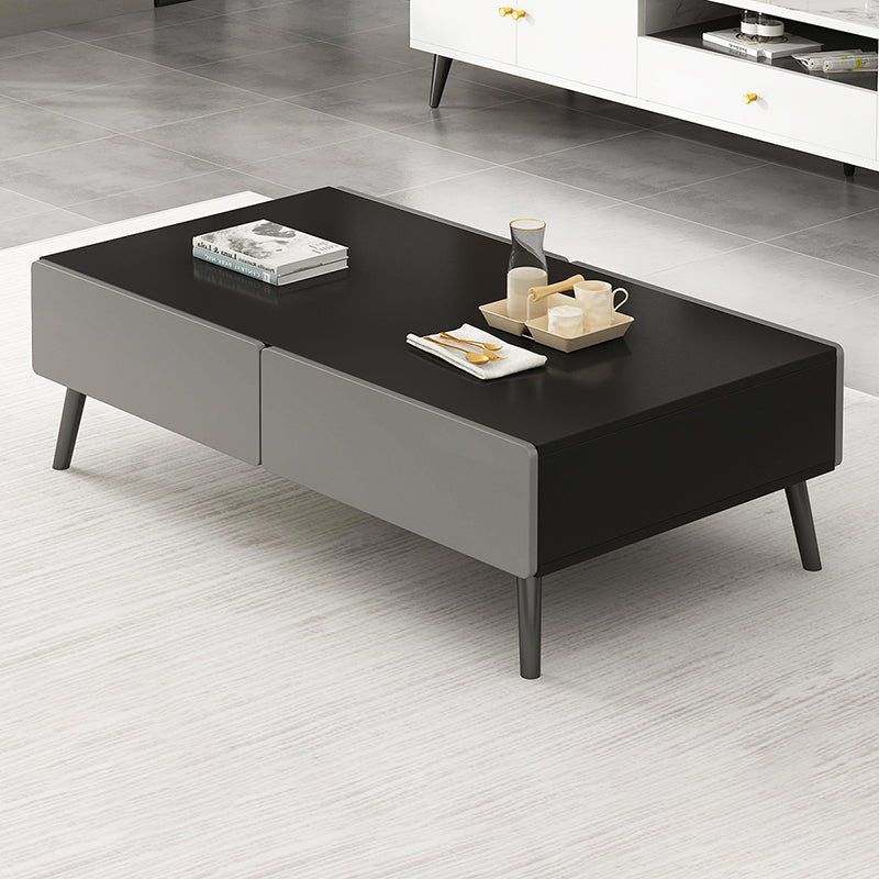 Rectangle Single Coffee Table Four Legs Coffee Table with Storage 39.5"L x 19.5"W x 16"H Black 4 Clearhalo 'Coffee & Accent Tables' 'Coffee Tables' 'coffee_tables' 'furn' 'furn_coffee_tables' 'Furniture' 'Living Room Furniture' 6994432