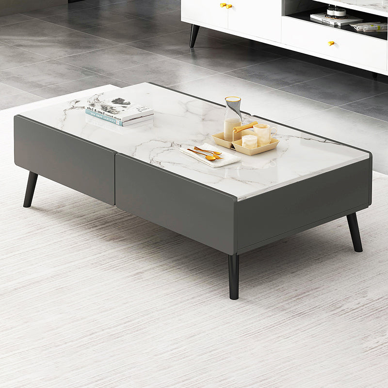 Rectangle Single Coffee Table Four Legs Coffee Table with Storage 39.5"L x 19.5"W x 16"H Marble 4 Clearhalo 'Coffee & Accent Tables' 'Coffee Tables' 'coffee_tables' 'furn' 'furn_coffee_tables' 'Furniture' 'Living Room Furniture' 6994445