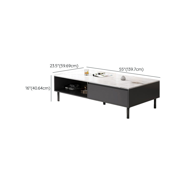 Rectangle Single Coffee Table Four Legs Coffee Table with Storage Clearhalo 'Coffee & Accent Tables' 'Coffee Tables' 'coffee_tables' 'furn' 'furn_coffee_tables' 'Furniture' 'Living Room Furniture' 6994449
