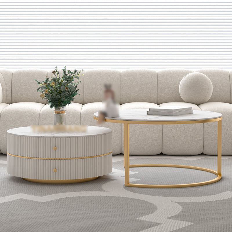 Round Nesting Coffee Table Set Frame Coffee Table with Storage Clearhalo 'Coffee & Accent Tables' 'Coffee Tables' 'coffee_tables' 'furn' 'furn_coffee_tables' 'Furniture' 'Living Room Furniture' 6994515