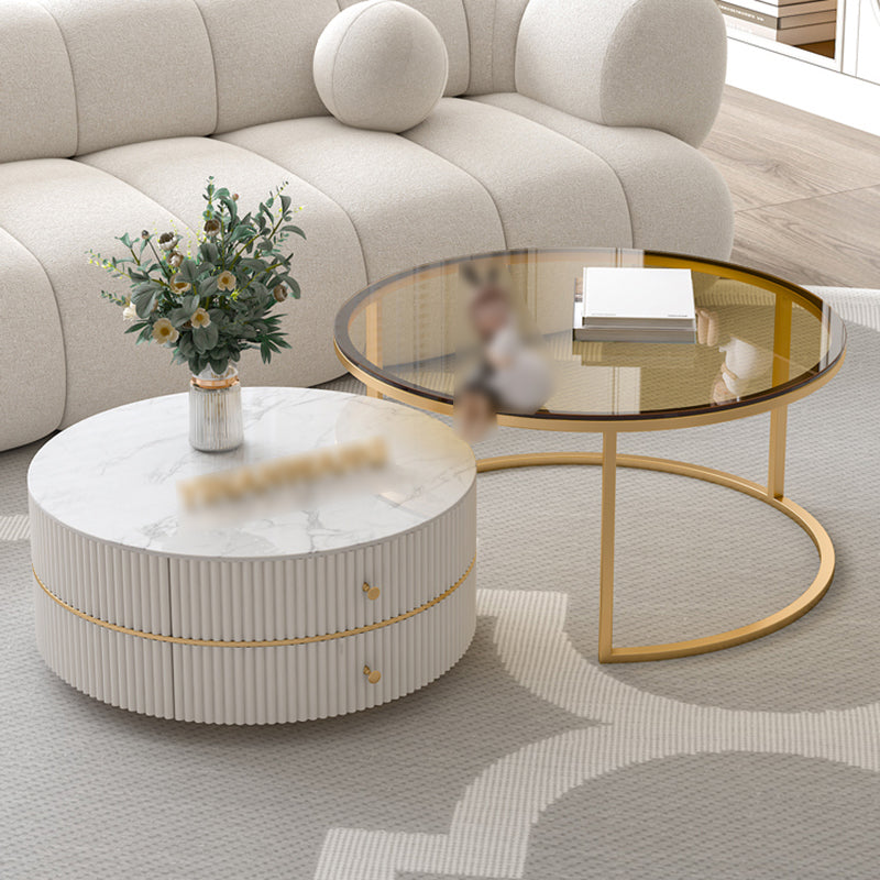 Round Nesting Coffee Table Set Frame Coffee Table with Storage Clearhalo 'Coffee & Accent Tables' 'Coffee Tables' 'coffee_tables' 'furn' 'furn_coffee_tables' 'Furniture' 'Living Room Furniture' 6994518