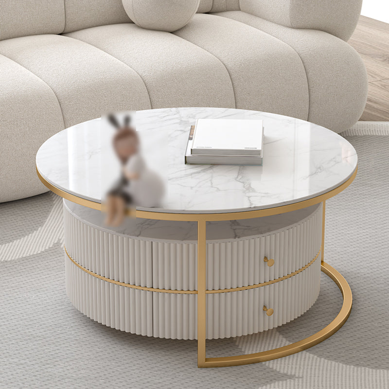 Round Nesting Coffee Table Set Frame Coffee Table with Storage Clearhalo 'Coffee & Accent Tables' 'Coffee Tables' 'coffee_tables' 'furn' 'furn_coffee_tables' 'Furniture' 'Living Room Furniture' 6994520