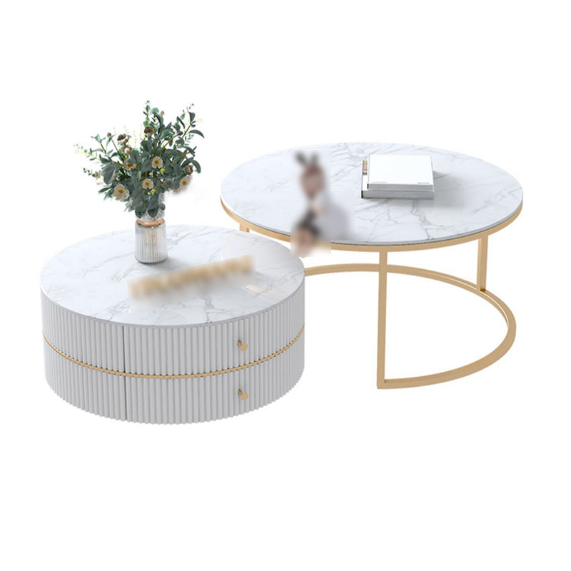 Round Nesting Coffee Table Set Frame Coffee Table with Storage Clearhalo 'Coffee & Accent Tables' 'Coffee Tables' 'coffee_tables' 'furn' 'furn_coffee_tables' 'Furniture' 'Living Room Furniture' 6994521