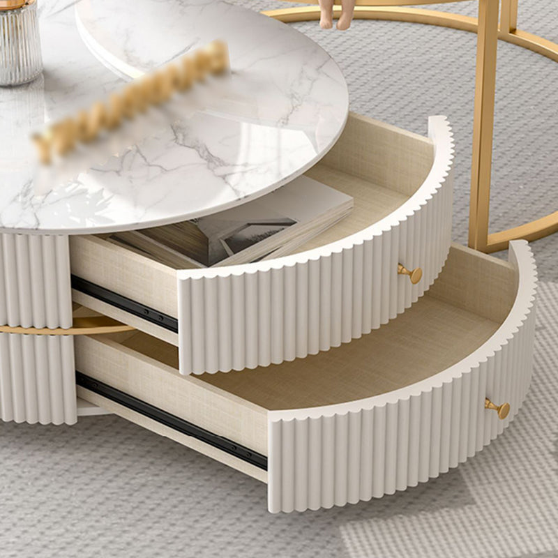 Round Nesting Coffee Table Set Frame Coffee Table with Storage Clearhalo 'Coffee & Accent Tables' 'Coffee Tables' 'coffee_tables' 'furn' 'furn_coffee_tables' 'Furniture' 'Living Room Furniture' 6994523
