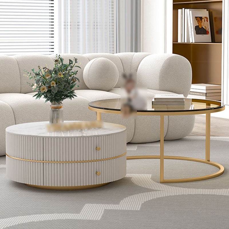 Round Nesting Coffee Table Set Frame Coffee Table with Storage Clearhalo 'Coffee & Accent Tables' 'Coffee Tables' 'coffee_tables' 'furn' 'furn_coffee_tables' 'Furniture' 'Living Room Furniture' 6994525