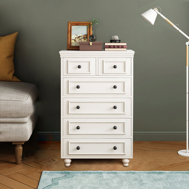 Contemporary Rectangle Chest/Cabinet with Drawers in Rubberwood 23.5"L x 13"W x 39"H White Clearhalo 'Cabinets & Chests' 'cabinets_chests' 'furn' 'furn_cabinets_chests' 'Furniture' 'Living Room Furniture' 6994546