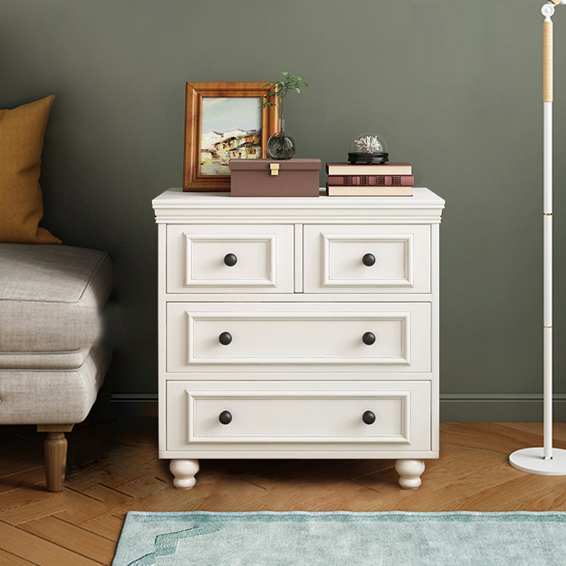 Contemporary Rectangle Chest/Cabinet with Drawers in Rubberwood 24"L x 13"W x 27"H White Clearhalo 'Cabinets & Chests' 'cabinets_chests' 'furn' 'furn_cabinets_chests' 'Furniture' 'Living Room Furniture' 6994548