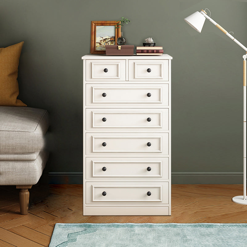 Contemporary Rectangle Chest/Cabinet with Drawers in Rubberwood 24"L x 13"W x 42"H White Clearhalo 'Cabinets & Chests' 'cabinets_chests' 'furn' 'furn_cabinets_chests' 'Furniture' 'Living Room Furniture' 6994554