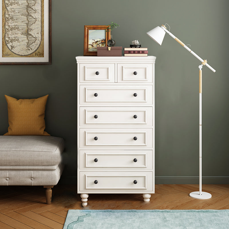 Contemporary Rectangle Chest/Cabinet with Drawers in Rubberwood 24"L x 13"W x 44.5"H White Clearhalo 'Cabinets & Chests' 'cabinets_chests' 'furn' 'furn_cabinets_chests' 'Furniture' 'Living Room Furniture' 6994558