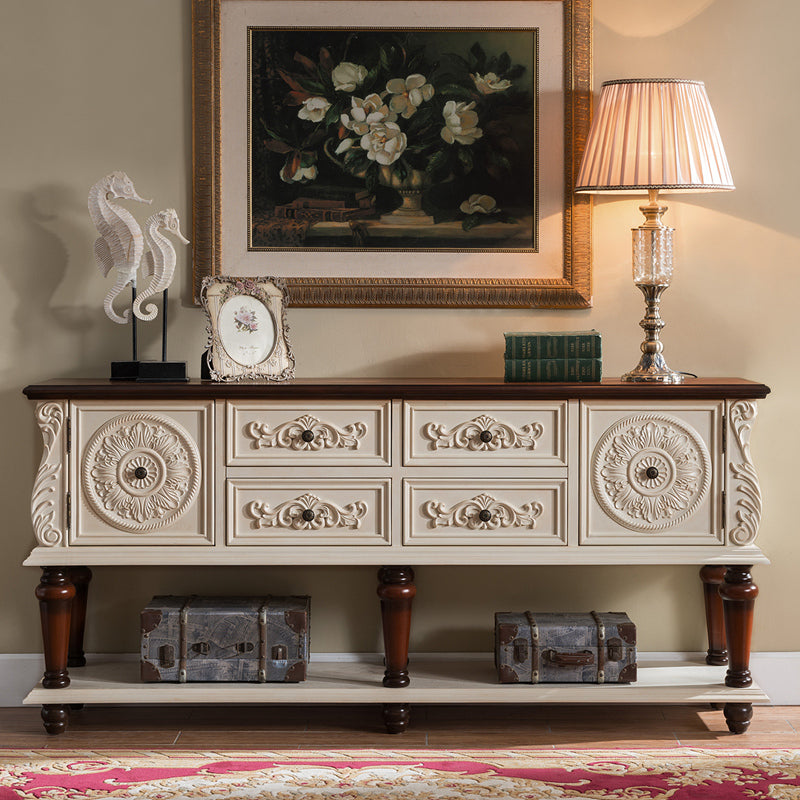 Gabinete de acento de 2 puertas moderno de mediados de siglo 33 "Cofre de madera desgastada de altura con cajones