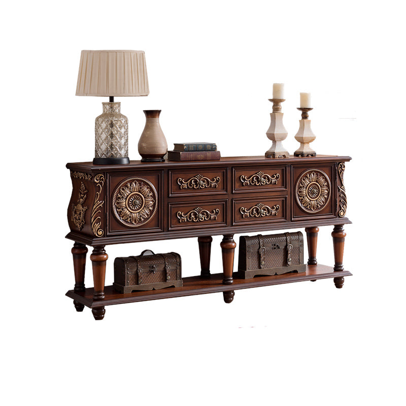 Gabinete de acento de 2 puertas moderno de mediados de siglo 33 "Cofre de madera desgastada de altura con cajones