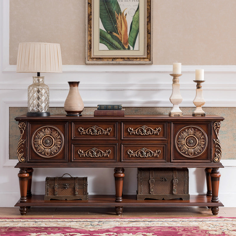 Gabinete de acento de 2 puertas moderno de mediados de siglo 33 "Cofre de madera desgastada de altura con cajones