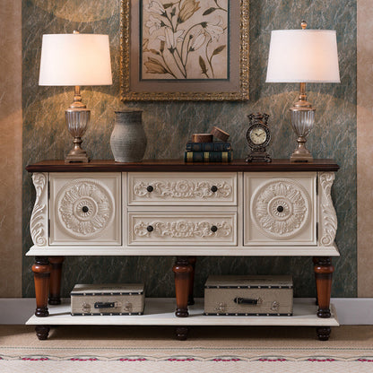 中世紀のモダンな2ドアアクセントキャビネット33 "引き出し付きの高さの苦しめられた木の胸