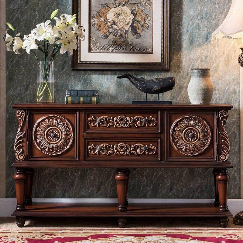 中世紀のモダンな2ドアアクセントキャビネット33 "引き出し付きの高さの苦しめられた木の胸