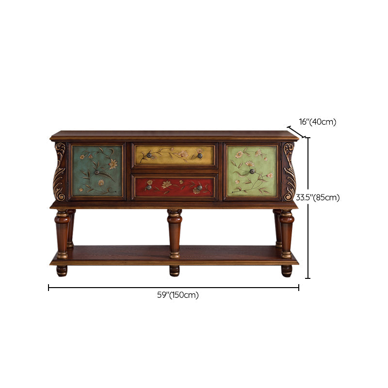 中世紀のモダンな2ドアアクセントキャビネット33 "引き出し付きの高さの苦しめられた木の胸