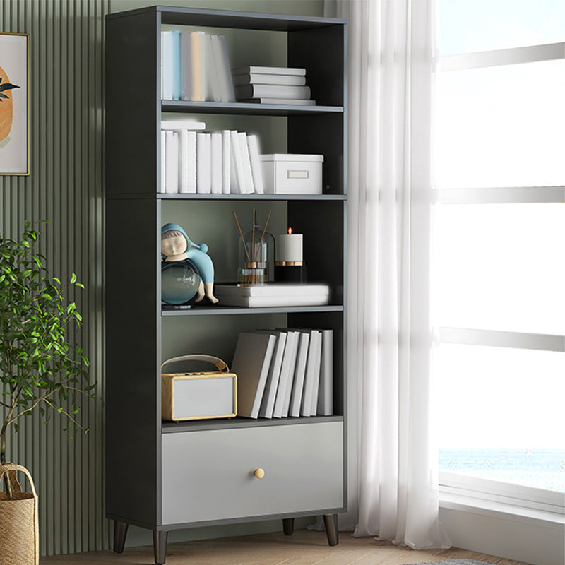 Contemporary Wooden Cabinet with Shelves and Drawers and Straight Legs