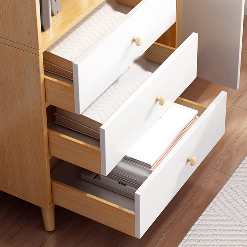 Contemporary Wooden Cabinet with Shelves and Drawers and Straight Legs