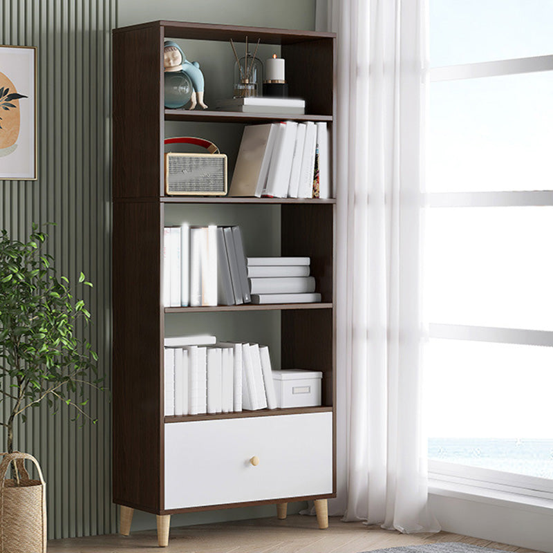 Contemporary Wooden Cabinet with Shelves and Drawers and Straight Legs