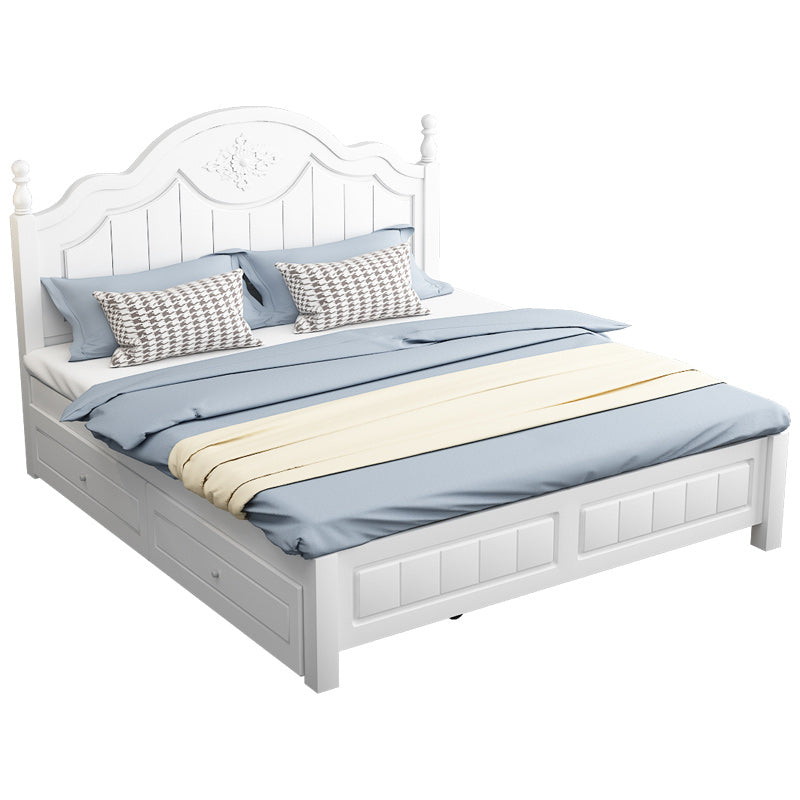 Victorian White Standard Bed Solid Wood Bed Frame with Custom Legs