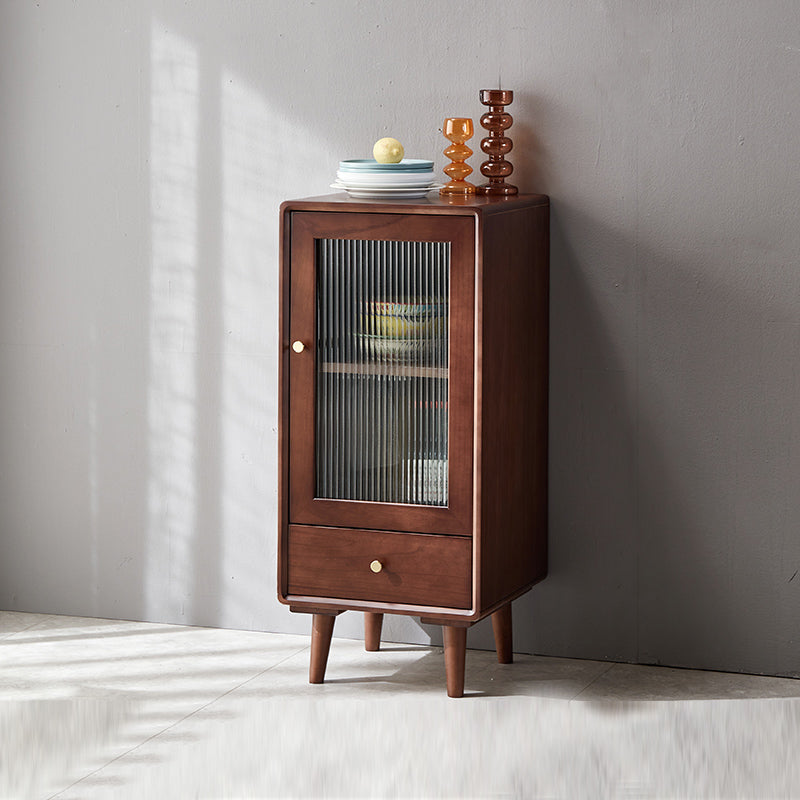 Glass Paned Accent Cabinet Modern Style 1-Door Chest with Drawers