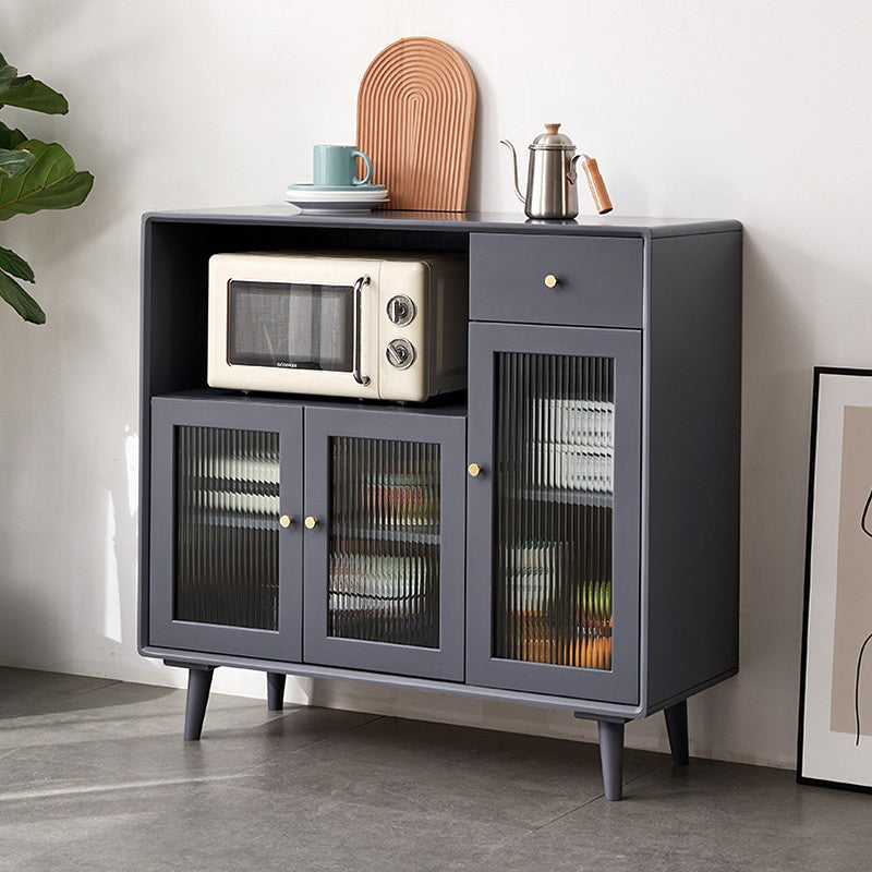 Glass Paned Accent Cabinet Modern Style 1-Door Chest with Drawers