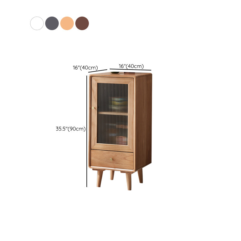 Glass Paned Accent Cabinet Modern Style 1-Door Chest with Drawers