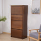 Mid Century Modern Brown Accent Cabinet with Doors in Solid Wood Rectangle Cabinet