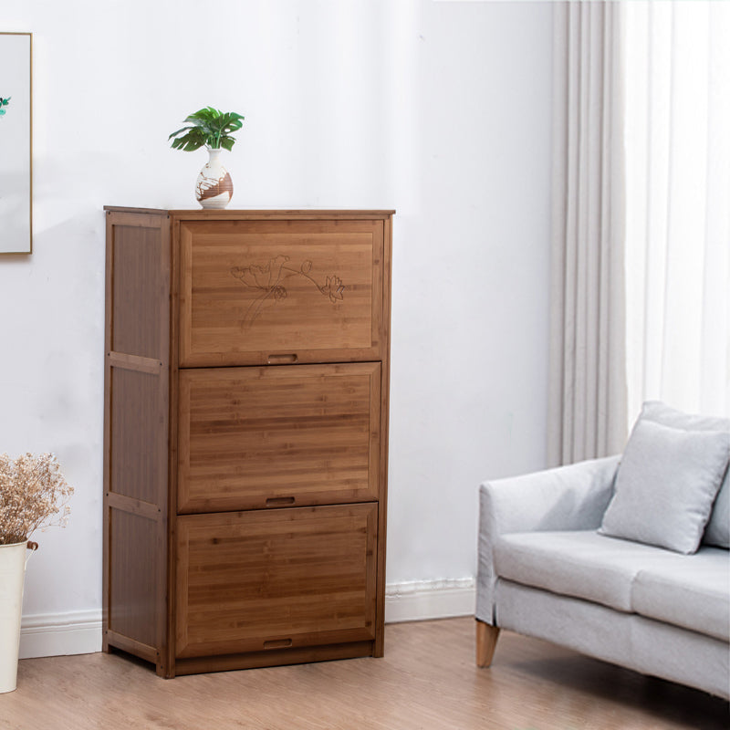 Mid eeuws modern bruin accentkastje met deuren in vaste houten rechthoekkast