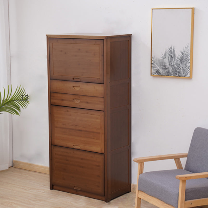 Mid eeuws modern bruin accentkastje met deuren in vaste houten rechthoekkast