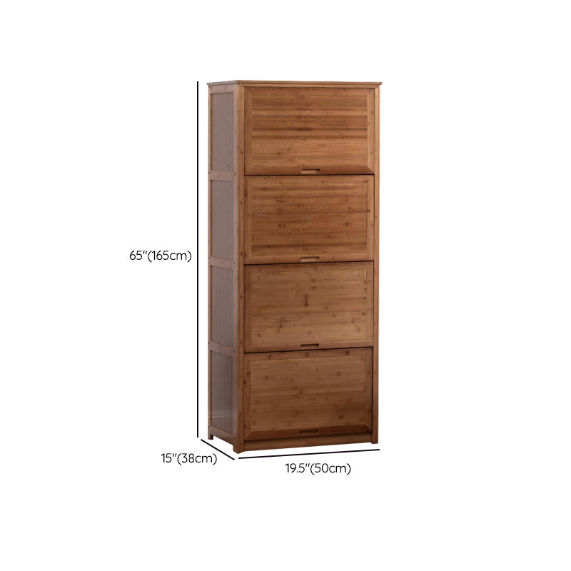 Mid Century Modern Brown Accent Cabinet with Doors in Solid Wood Rectangle Cabinet