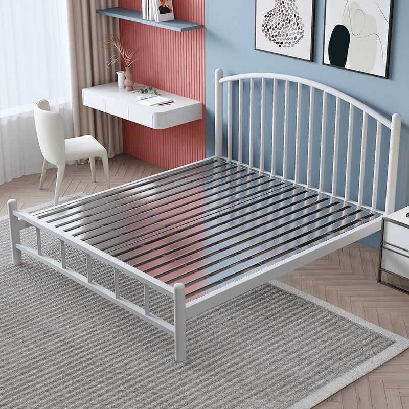 Metal Bed Frame in Stainless Steel 40.16" H Open-Frame Bed with Headboard