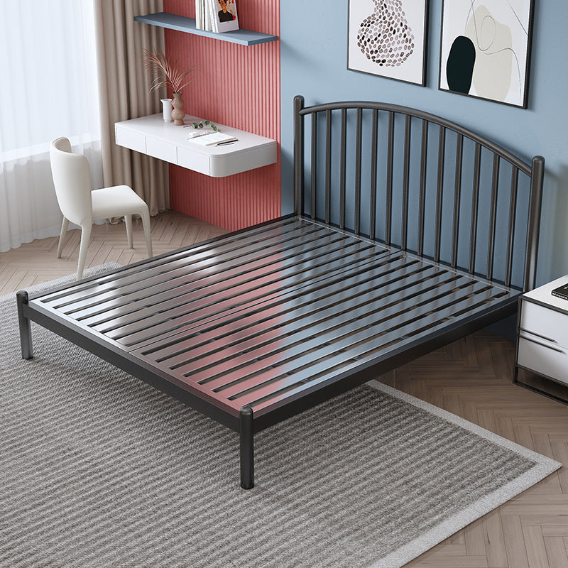 Metal Bed Frame in Stainless Steel 40.16" H Open-Frame Bed with Headboard