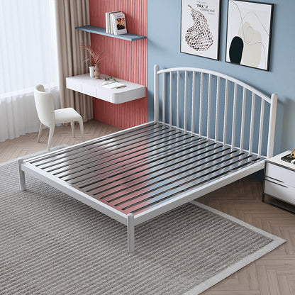 Metal Bed Frame in Stainless Steel 40.16" H Open-Frame Bed with Headboard