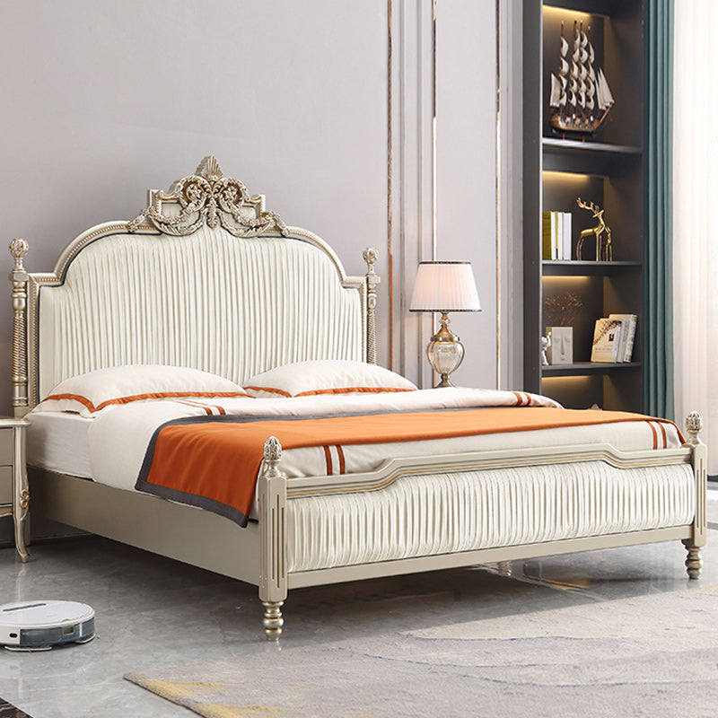 Victorian Upholstered Bed Frame with Nailhead Mattress Included Solid Wood Standard Bed Clearhalo 'Bedroom Furniture' 'Beds' 'furn' 'furn_beds' 'Furniture' 6995028