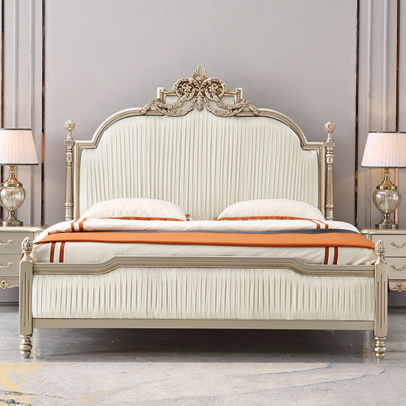 Victorian Upholstered Bed Frame with Nailhead Mattress Included Solid Wood Standard Bed Clearhalo 'Bedroom Furniture' 'Beds' 'furn' 'furn_beds' 'Furniture' 6995030