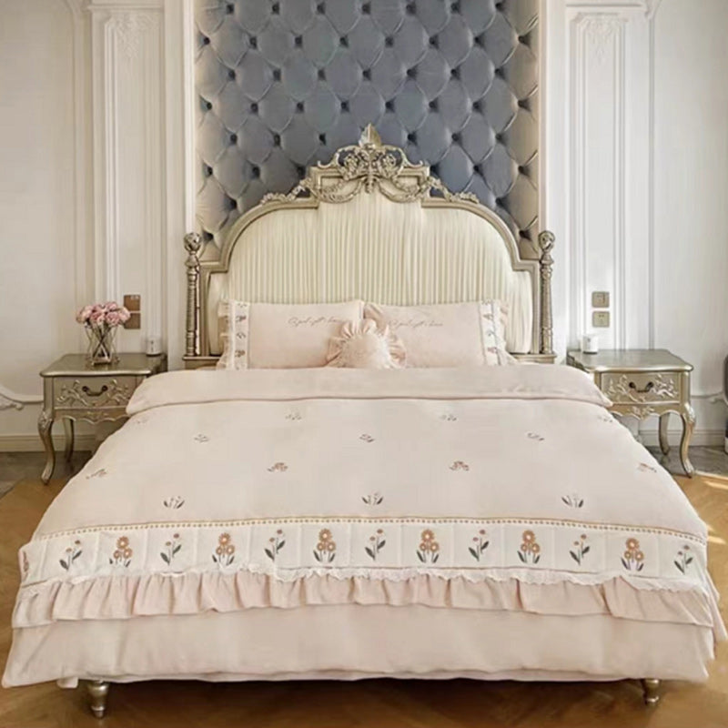 Victorian Upholstered Bed Frame with Nailhead Mattress Included Solid Wood Standard Bed Clearhalo 'Bedroom Furniture' 'Beds' 'furn' 'furn_beds' 'Furniture' 6995031
