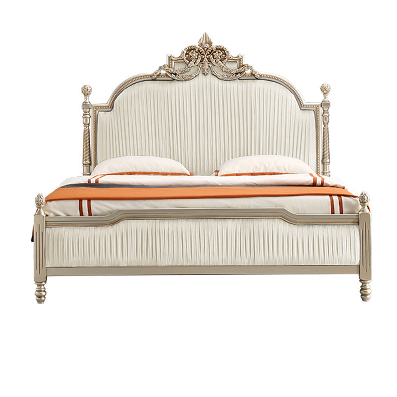 Victorian Upholstered Bed Frame with Nailhead Mattress Included Solid Wood Standard Bed Panel Single Bed Clearhalo 'Bedroom Furniture' 'Beds' 'furn' 'furn_beds' 'Furniture' 6995033