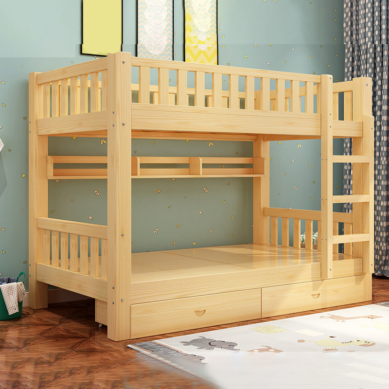 Cama litera de madera sólida cama de madera de goma contemporánea con cabecera