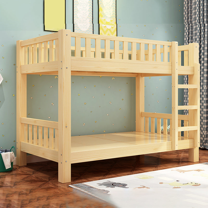 Cama litera de madera sólida cama de madera de goma contemporánea con cabecera