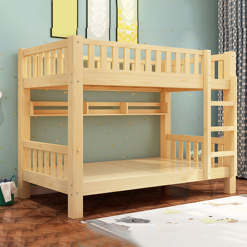 Cama litera de madera sólida cama de madera de goma contemporánea con cabecera