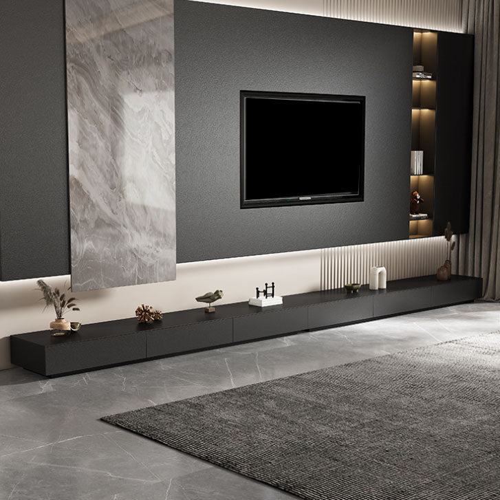 Contemporary TV Stand Console Black Stone Media Console with Drawers Clearhalo 'furn' 'furn_tv_stands_entertainment_centers' 'Furniture' 'Living Room Furniture' 'TV Stands & Entertainment Centers' 'TV Stands & Media Storage Furniture' 'tv_stands_entertainment_centers' 6995246