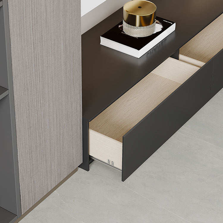 Contemporary TV Stand Console Black Stone Media Console with Drawers Clearhalo 'furn' 'furn_tv_stands_entertainment_centers' 'Furniture' 'Living Room Furniture' 'TV Stands & Entertainment Centers' 'TV Stands & Media Storage Furniture' 'tv_stands_entertainment_centers' 6995248