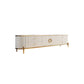 Marble Glam TV Console White 4 Drawers Media Console with Doors 71"L x 16"W x 23"H Beige Clearhalo 'furn' 'furn_tv_stands_entertainment_centers' 'Furniture' 'Living Room Furniture' 'TV Stands & Entertainment Centers' 'TV Stands & Media Storage Furniture' 'tv_stands_entertainment_centers' 6995257