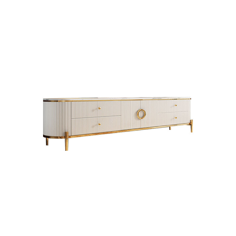 Marble Glam TV Console White 4 Drawers Media Console with Doors 71"L x 16"W x 23"H Beige Clearhalo 'furn' 'furn_tv_stands_entertainment_centers' 'Furniture' 'Living Room Furniture' 'TV Stands & Entertainment Centers' 'TV Stands & Media Storage Furniture' 'tv_stands_entertainment_centers' 6995257