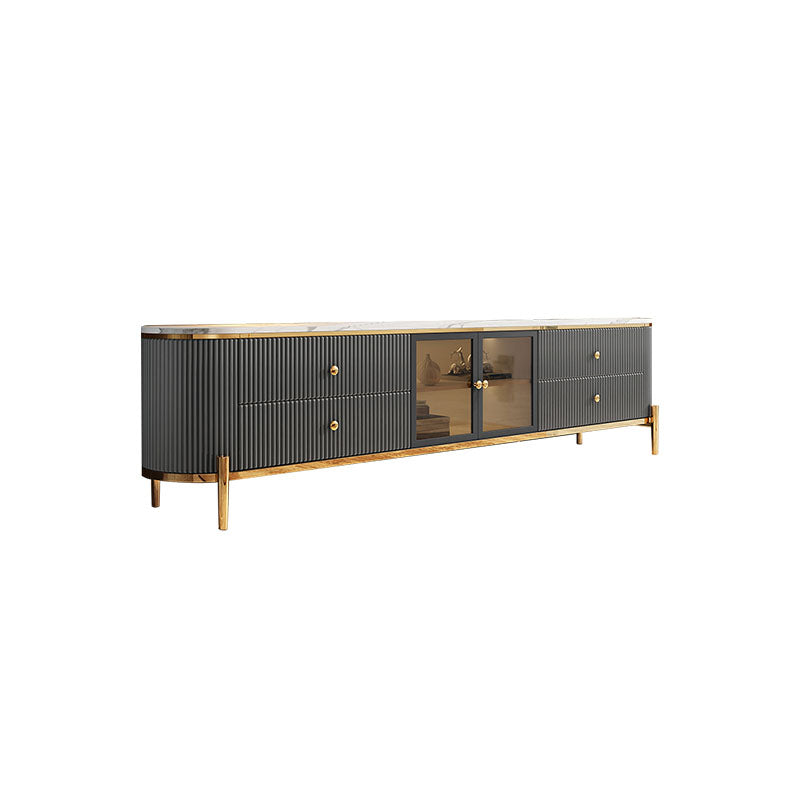 Marble Glam TV Console White 4 Drawers Media Console with Doors Gray Clearhalo 'furn' 'furn_tv_stands_entertainment_centers' 'Furniture' 'Living Room Furniture' 'TV Stands & Entertainment Centers' 'TV Stands & Media Storage Furniture' 'tv_stands_entertainment_centers' 6995259